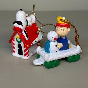 Snoopy Peanuts Christmas PVC Ornament Joe Cool Dog House Linus Railroad Flat Car
